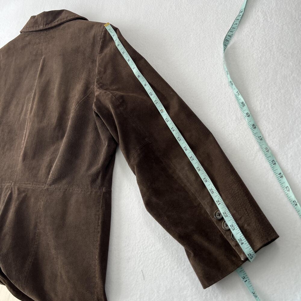 Style & Co. Coat Womens 22W Brown Suede Leather Overcoat Button Tailored Pockets - Picture 15 of 15